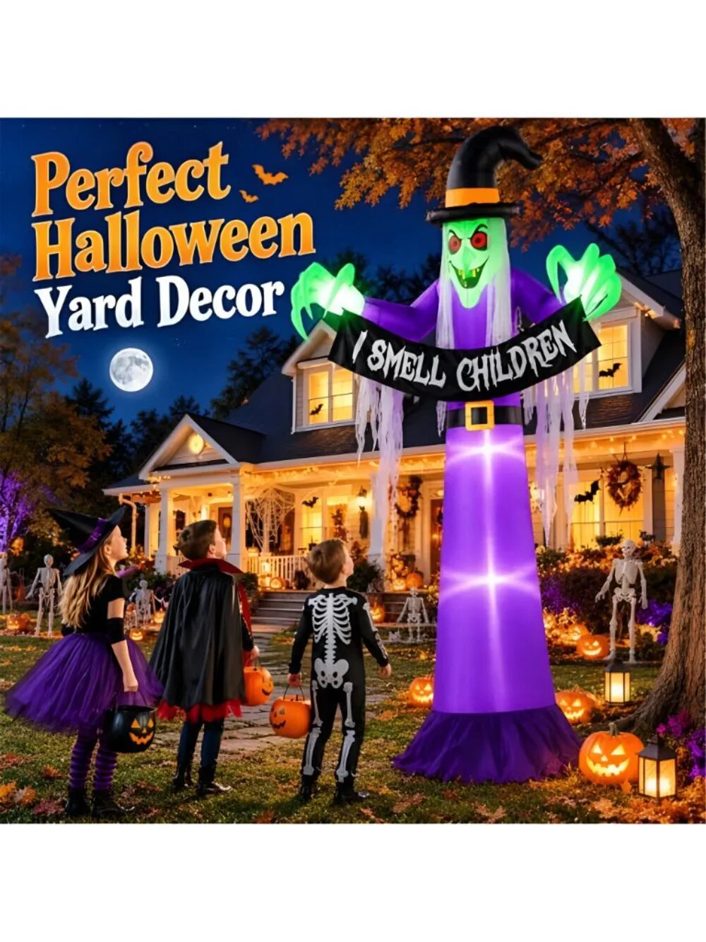 12FT Giant Halloween Inflatables Witch Outdoor Decorations, Giant Blow Ups with
